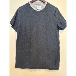 Peter Werth London Men Size S Grey Chevron 100% Cotton T-shirt Casual Smart